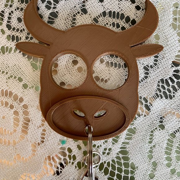 Cow Self Defense Keychain Backpack Charm 3D Printed White or Brown Cow Dairy - Picture 8 of 8